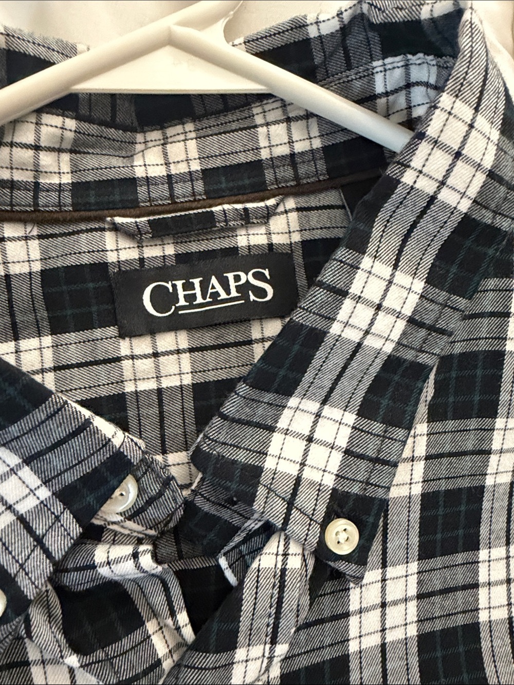 Chaps Black and White Plaid Button-Down Shirt - Picture 3 of 3